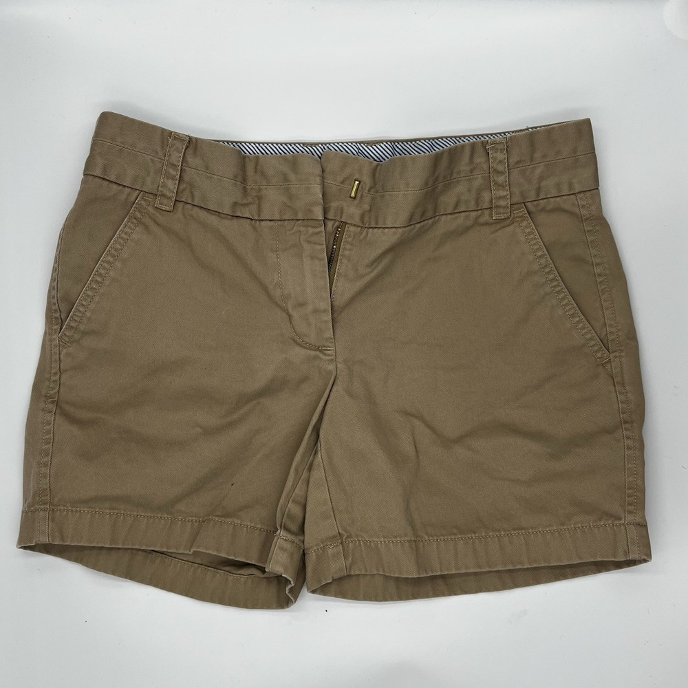 J.Crew Chino Shorts Womens 0 Khaki Tan 100% Cotton 3 Inch Inseam 68925 SP13